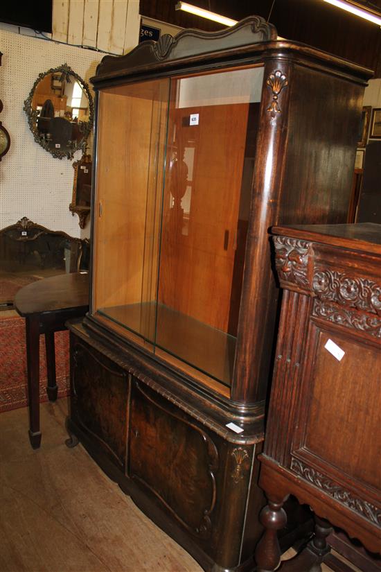 Ebonised oak display cabinet(-)